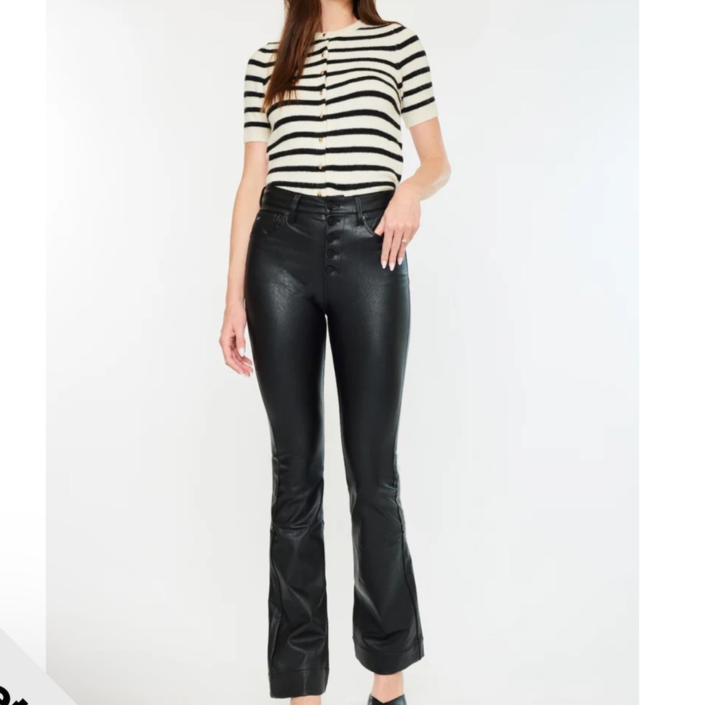 NWT KanCan Joan High Rise Faux Leather Bootcut Pants - Picture 2 of 10